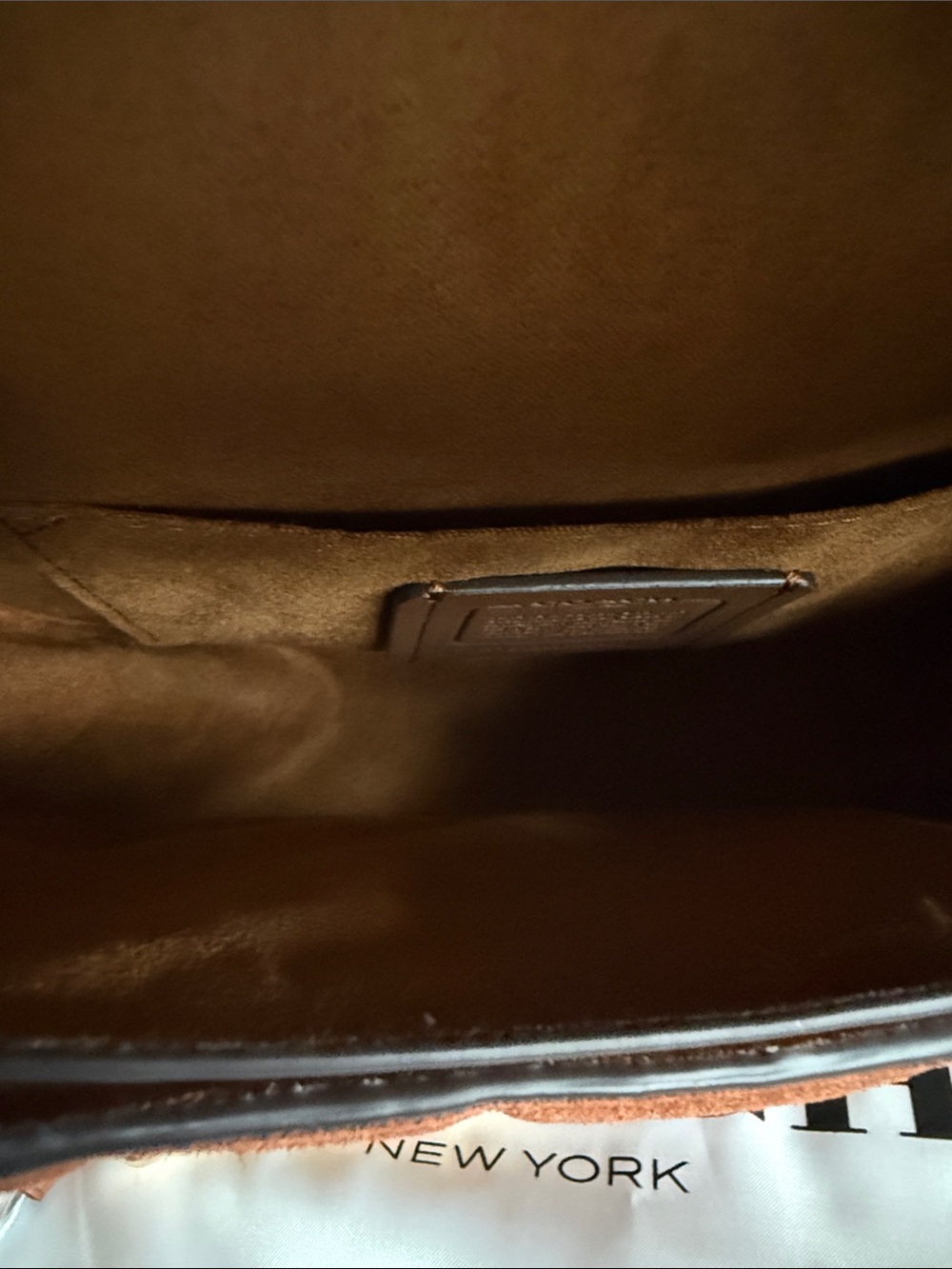 Coach Giorgia Suede and Leather Crossbody in Chestnut Brown with Gold Chain - Picture 12 of 12